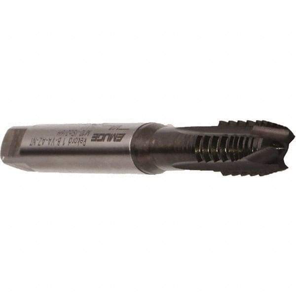 Emuge - M2x0.40 Metric Coarse, 2 Flute, Nitride Finish, Cobalt Spiral Point Tap - Plug Chamfer, Right Hand Thread, 45mm OAL, 7mm Thread Length, 2.8mm Shank Diam, 6H Class of Fit, Series Rekord B - Exact Industrial Supply