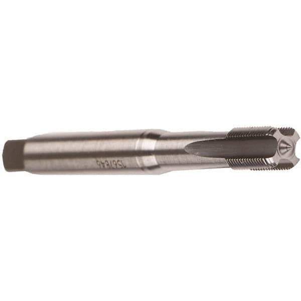 Emuge - M8x0.75 Metric Fine 6HX 3 Flute Bright Finish Cobalt Straight Flute Machine Tap - Modified Bottoming, Right Hand Thread, 80mm OAL, 14mm Thread Length, Oversize - Exact Industrial Supply