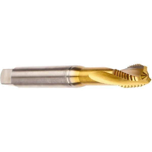 Emuge - 5/16-18 UNC 3 Flute 2BX Modified Bottoming Spiral Flute Tap - Cobalt, TiN Finish, 3.543" OAL, Right Hand Flute, Right Hand Thread, Series Rekord D - Eagle Tool & Supply