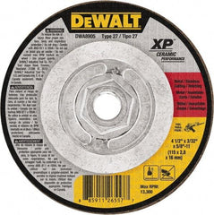 DeWALT - 24 Grit, 4-1/2" Wheel Diam, Type 27 Depressed Center Wheel - Coarse/Medium Grade, Ceramic, N Hardness, 13,300 Max RPM - Eagle Tool & Supply