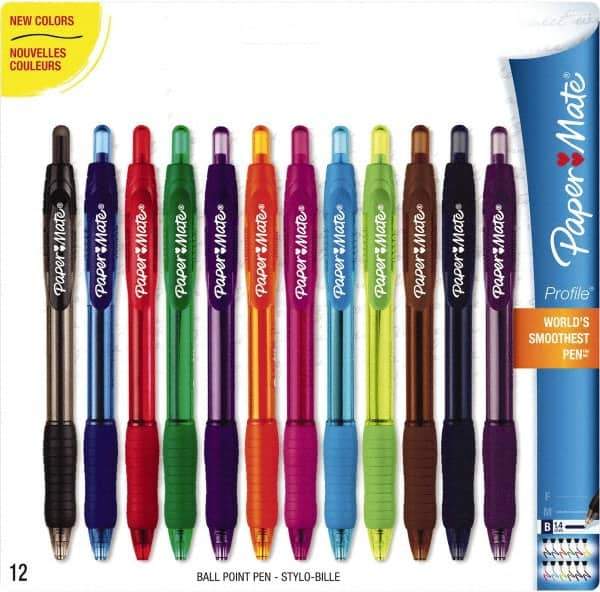 Paper Mate - 1.4mm Ball Point Retractable Pen - Assorted Colors - Eagle Tool & Supply