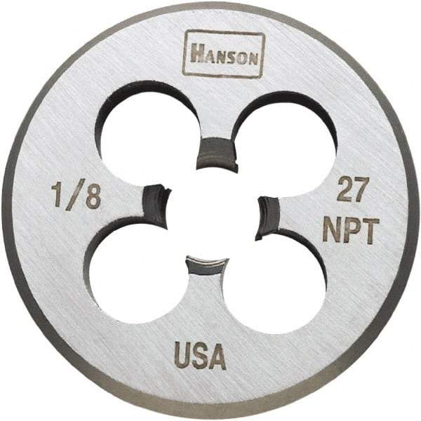 Irwin Hanson - Thread, Nonadjustable Round Pipe Die - 1-1/2" Outside Diam, Carbon Steel - Exact Industrial Supply