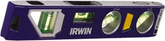 Irwin - Magnetic 9" Long 4 Vial Torpedo Level - Aluminum/Die Cast, Blue, 1 22.5°, 1 45°, 1 Level & 1 Plumb Vials - Eagle Tool & Supply