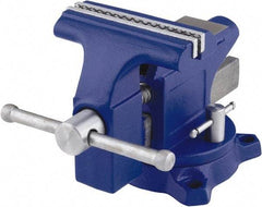 Irwin - 4-1/2" Jaw Width, 3" Opening Capacity, 2-3/8" Throat Depth, Steel Swivel Bench Vise - Bolt Down Base Attachment, Anvil - Eagle Tool & Supply