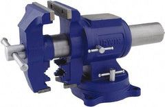 Irwin - 5" Jaw Width, 4-57/64" Opening Capacity, 3" Throat Depth, Steel Swivel Bench Vise - Bolt Down Base Attachment, Anvil - Eagle Tool & Supply