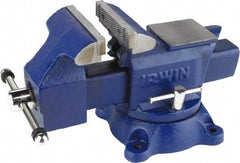 Irwin - 4-1/2" Jaw Width, 4" Opening Capacity, 2-3/8" Throat Depth, Steel Stationary Bench Vise - Bolt Down Base Attachment, Anvil - Eagle Tool & Supply