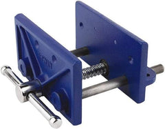 Irwin - 6-1/2" Jaw Width, 4-1/2" Jaw Opening, 2" Throat Depth, Woodworking Vise - Standard Spindle - Eagle Tool & Supply