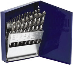 Irwin - 1/16 to 3/8", 118° Point, Bright Finish, High Speed Steel Jobber Length Drill Bit Set - Eagle Tool & Supply