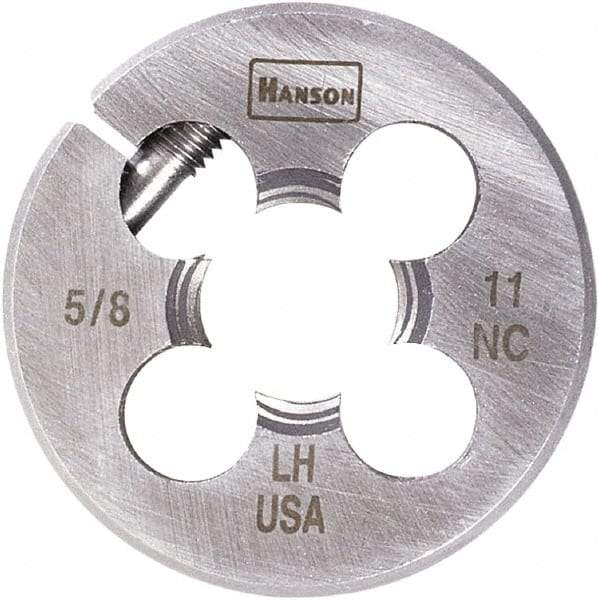 Irwin Hanson - 1-1/2 - 12 UNF Thread, 3" Outside Diam Carbon Steel Round Die - 1" Thick, Right Hand Thread, Adjustable - Exact Industrial Supply