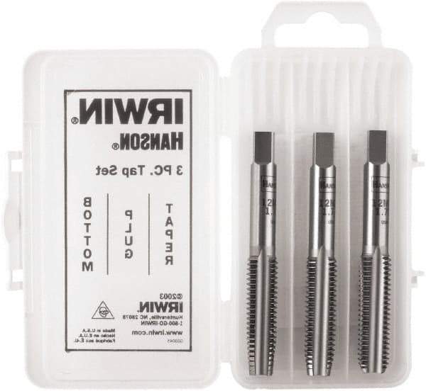 Irwin Hanson - #10-24 UNC, 4 Flute, Bottoming, Plug & Taper, Bright Finish, Carbon Steel Tap Set - Right Hand Cut, 2B Class of Fit, Series Hanson - Exact Industrial Supply