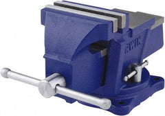 Irwin - 4" Jaw Width, 3" Opening Capacity, 2-3/8" Throat Depth, Steel Swivel Bench Vise - Bolt Down Base Attachment, Anvil - Eagle Tool & Supply