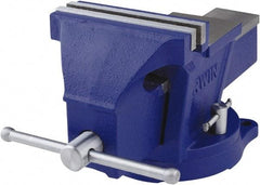 Irwin - 6" Jaw Width, 4-57/64" Opening Capacity, 3" Throat Depth, Steel Swivel Bench Vise - Bolt Down Base Attachment, Anvil - Eagle Tool & Supply