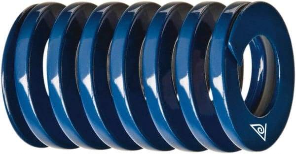 Associated Spring Raymond - 2-1/2" Hole Diam, 1-1/2" Rod Diam, 8" Free Length, Blue Die Spring - 1947 Lb Max Deflection, 3.5197" Max Deflection, Medium Duty, Chromium Alloy Steel - Eagle Tool & Supply