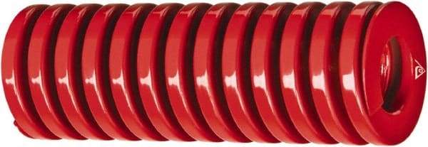 Associated Spring Raymond - 2-1/2" Hole Diam, 1-1/2" Rod Diam, 7" Free Length, Red Die Spring - 2710 Lb Max Deflection, 1.9646" Max Deflection, Heavy Duty, Chromium Alloy Steel - Eagle Tool & Supply