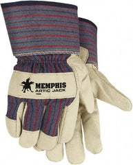 MCR Safety - Size L Work Gloves - Safety Cuff, Beige/Blue/Red/Black, Paired - Eagle Tool & Supply