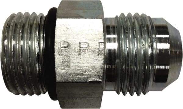 Parker - 1/4" Tube OD, 37° Stainless Steel Flared Tube Straight Thread Connector - 3/4 UNF, Flare x SAE-ORB Ends - Eagle Tool & Supply