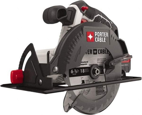 Porter-Cable - 20 Volt, 6-1/2" Blade, Cordless Circular Saw - 4,200 RPM, Lithium-Ion Batteries Not Included - Eagle Tool & Supply