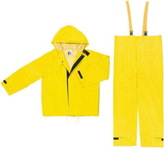 MCR Safety - Size 3XL, Yellow, Rain Two Piece Suit - Attached Hood, Take Up Snaps Ankle, Take Up Snaps Wrist - Eagle Tool & Supply