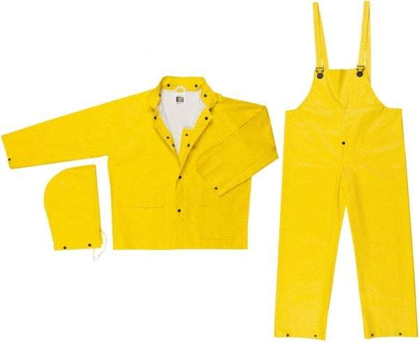 MCR Safety - Size XL, Yellow, Rain Two Piece Suit - Detachable Hood, Take Up Snaps Ankle, Take Up Snaps Wrist - Eagle Tool & Supply