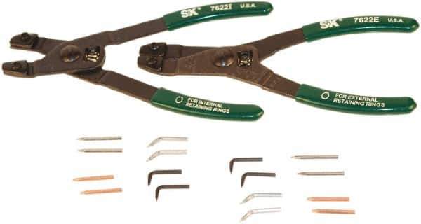 SK - 1-13/16 to 4" Ring Internal, 1-1/2 to 4" Ring External, Solid Combination Retaining Ring Pliers - Eagle Tool & Supply