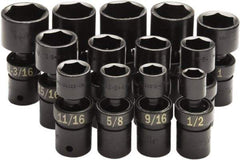 SK - 13 Piece 1/2" Drive Standard Impact Socket Set - 6 Points, 1/2 to 1-1/4", Inch Measurement Standard - Eagle Tool & Supply