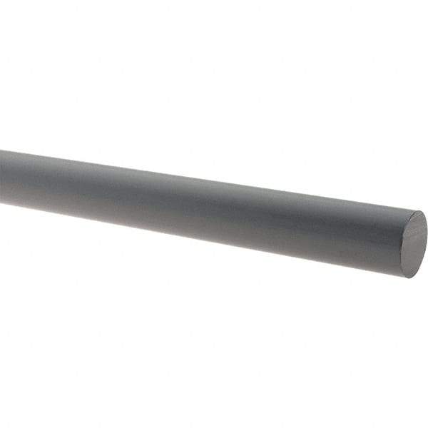 Made in USA - 5' Long, 1-3/4" Diam, PVC Plastic Rod - Gray - Eagle Tool & Supply