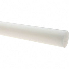 Value Collection - 8' Long, 6" Diam, Polyethylene (HDPE) Plastic Rod - White - Eagle Tool & Supply