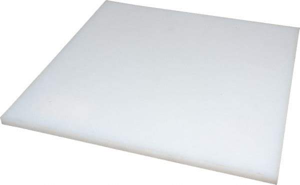 Made in USA - 3/8" Thick x 12" Wide x 1' Long, Polyethylene (UHMW) Sheet - White, ±0.20% Tolerance - Eagle Tool & Supply