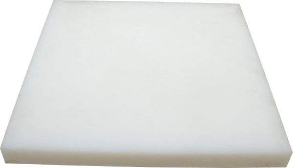 Made in USA - 1" Thick x 12" Wide x 1' Long, Polyethylene (UHMW) Sheet - White, ±0.10% Tolerance - Eagle Tool & Supply