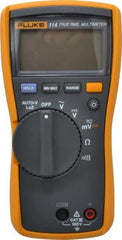 Fluke - 114, CAT III, 600 VAC/VDC, Digital True RMS Auto Ranging Manual Ranging Multimeter - 40 mOhm, Measures Voltage, Capacitance, Current, Resistance - Eagle Tool & Supply