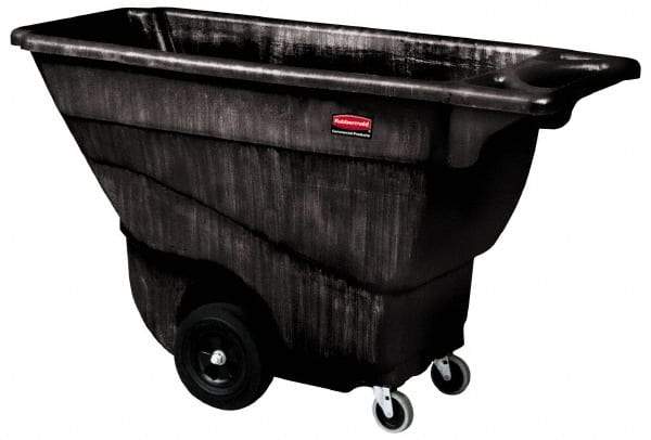 Rubbermaid - 450 Lb Load Capacity, 1/2 Cu Yd, Polyethylene Tilt Truck - 26-7/8" Wide x 57-3/8" Long x 33-7/8" High, Black - Eagle Tool & Supply