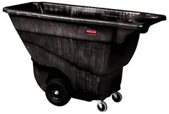 Rubbermaid - 450 Lb Load Capacity, 1/2 Cu Yd, Polyethylene Tilt Truck - 26-7/8" Wide x 57-3/8" Long x 33-7/8" High, Black - Eagle Tool & Supply