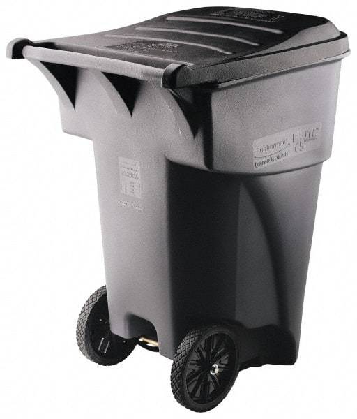 Rubbermaid - 95 Gal Gray Rectangle Trash Can - Polyethylene, 45.6" High x 35.4" Long x 27.3" Wide - Eagle Tool & Supply