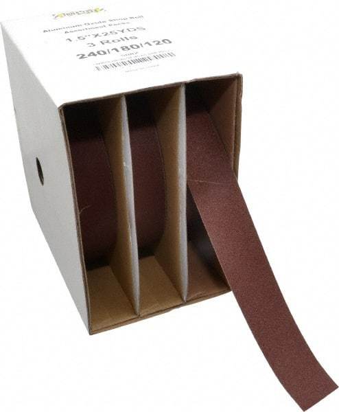 Tru-Maxx - 25 Yards x 1-1/2" 3 Piece Roll Kit - 120, 180 & 240 Grit, & Fine & Very Fine Grades - Eagle Tool & Supply