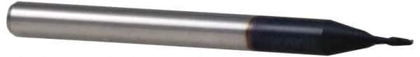 Accupro - 0.01" Diam, 0.015" LOC, 2 Flute Solid Carbide Ball End Mill - AlTiN Finish, Single End, 1-1/2" OAL, 1/8" Shank Diam, Spiral Flute - Eagle Tool & Supply