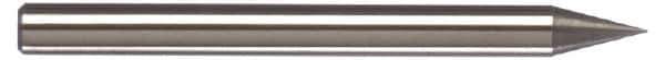 Accupro - 0.01" Diam, 0.03" LOC, 2 Flute Solid Carbide Ball End Mill - Uncoated, Single End, 1-1/2" OAL, 1/8" Shank Diam, Spiral Flute - Eagle Tool & Supply