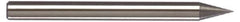 Accupro - 0.01" Diam, 0.015" LOC, 2 Flute Solid Carbide Ball End Mill - Uncoated, Single End, 1-1/2" OAL, 1/8" Shank Diam, Spiral Flute - Eagle Tool & Supply