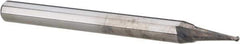 Accupro - 0.032" Diam, 0.048" LOC, 2 Flute Solid Carbide Ball End Mill - Uncoated, Single End, 1-1/2" OAL, 1/8" Shank Diam, Spiral Flute - Eagle Tool & Supply