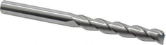 SGS - 1/2", 3-1/8" LOC, 1/2" Shank Diam, 6" OAL, 3 Flute, Solid Carbide Square End Mill - Single End, Uncoated, Spiral Flute, 38° Helix, Right Hand Cut, Right Hand Flute, Series 43 - Eagle Tool & Supply