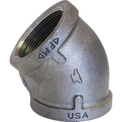 Black 45 ° Elbow: 2-1/2″, 150 psi, Threaded Malleable Iron, Galvanized Finish, Class 150