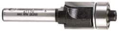 Amana Tool - 1/2" Cut Diam, 1/2" Length of Cut, 2 Flute Flush Trim Edge Profile Router Bit - Carbide-Tipped, 1/4" Shank Diam, 1-31/32" OAL, Uncoated - Eagle Tool & Supply