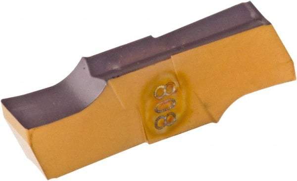 Iscar - 3.18GIPI Grade IC808, 3mm Cutting Width Carbide Grooving Insert - 0.61" Max Depth of Cut, Neutral, 0.0079" Corner Radius, TiAlN/AlTiN+TiN Finish - Eagle Tool & Supply