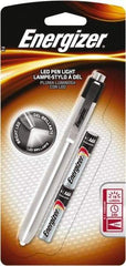 Energizer - White LED Bulb, 21 Lumens, Mini Flashlight - Silver Stainless Steel Body, 2 AAA Batteries Included - Eagle Tool & Supply