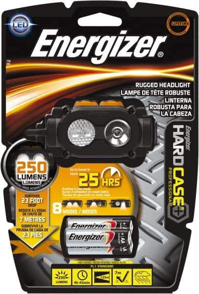Energizer - 2 Red, Green, White LED Bulb, 160 Lumens, Hands-free Flashlight - Black, Gray Plastic Body, 3 AA Alkaline Batteries Included - Eagle Tool & Supply
