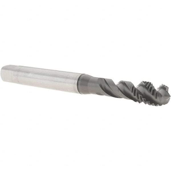 Emuge - M10x1.50 Metric 3 Flute 6H Modified Bottoming Spiral Flute Tap - Cobalt, GLT-1 Finish, 100mm OAL, Right Hand Flute, Right Hand Thread, Series Enorm - Eagle Tool & Supply