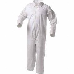 KleenGuard - Size 4XL Film Laminate General Purpose Coveralls - White, Zipper Closure, Open Cuffs, Open Ankles, Serged Seams - Eagle Tool & Supply