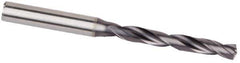 Kennametal - #12 Spiral Flute Solid Carbide Screw Machine Drill Bit - Multilayer TiAlN Finish, Right Hand Cut, 28mm Flute Length, 66mm OAL, Standard Point, Straight Shank, Through Coolant - Eagle Tool & Supply