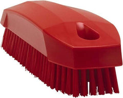 Vikan - 0.7" Bristle Length, Polyester Scrub Brush - 1-1/2" Wide Head, 4-1/2" OAL, Red, Polypropylene Block - Eagle Tool & Supply