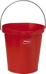 Vikan - 3 Gal, Polypropylene Round Red Single Pail with Pour Spout - Handle Included - Eagle Tool & Supply