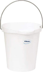 Vikan - 3 Gal, Polypropylene Round White Single Pail with Pour Spout - Handle Included - Eagle Tool & Supply